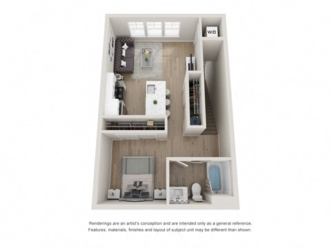 Floor plan for studio, 1 bath, 618 sqft